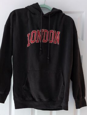 Brandy Melville Black Hoodie with Red 'LONDON' Graphic
